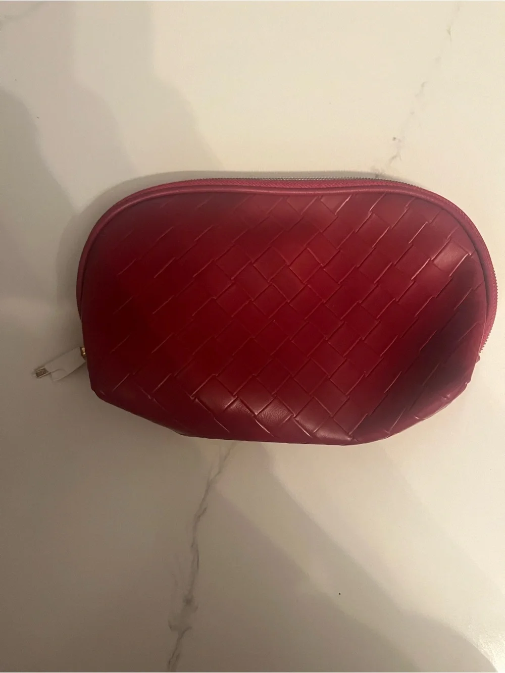 Lancôme Red Woven Cosmetic Pouch - Women's Travel Makeup Bag